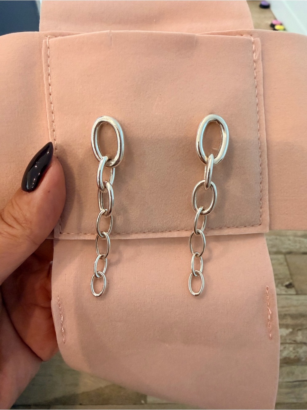 Tous Silver Linked Drop Chain Earrings - Silver Tone